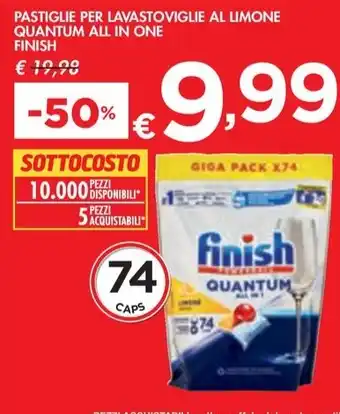 Bennet PASTIGLIE PER LAVASTOVIGLIE AL LIMONE QUANTUM ALL IN ONE FINISH offerta
