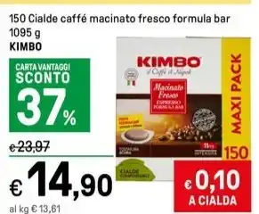 Iper La Grande 150 Cialde caffé macinato fresco formula bar 1095 g KIMBO offerta