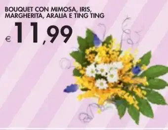 Bennet BOUQUET CON MIMOSA, IRIS, MARGHERITA, ARALIA E TING TING offerta