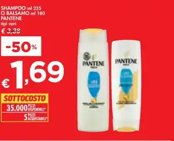 Bennet SHAMPOO ml 225 O BALSAMO ml 180 PANTENE tipi vari offerta