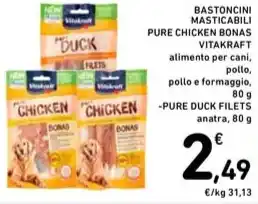 Spazio Conad BASTONCINI MASTICABILI PURE CHICKEN BONAS VITAKRAFT offerta