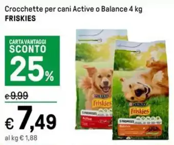 Iper La Grande Crocchette per cani Active o Balance 4 kg FRISKIES offerta