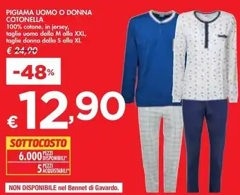 Bennet PIGIAMA UOMO O DONNA COTONELLA offerta