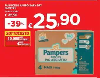 Bennet PANNOLINI JUMBO BABY DRY PAMPERS misure varie offerta