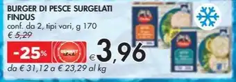 Bennet BURGER DI PESCE SURGELATI FINDUS conf. da 2, tipi vari, g 170 offerta