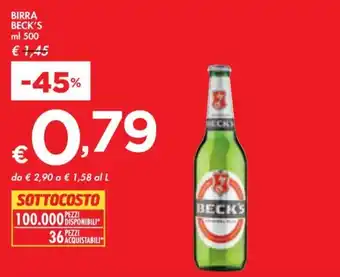 Bennet BIRRA BECK'S ml 500 offerta