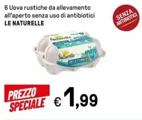 Iper La Grande 6 Uova rustiche da allevamento all'aperto senza uso di antibiotici LE NATURELLE offerta