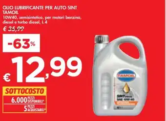 Bennet OLIO LUBRIFICANTE PER AUTO SINT TAMOIL L4 offerta