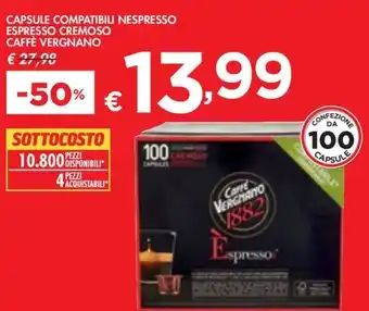 Bennet CAPSULE COMPATIBILI NESPRESSO ESPRESSO CREMOSO CAFFÈ VERGNANO offerta