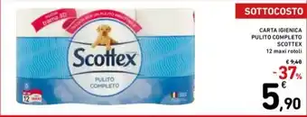 Spazio Conad CARTA IGIENICA PULITO COMPLETO SCOTTEX 12 maxi rotoli offerta