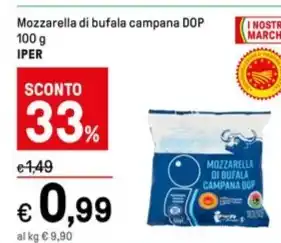 Iper La Grande Mozzarella di bufala campana DOP 100 g IPER offerta