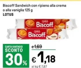 Iper La Grande Biscoff Sandwich con ripieno alla crema o alla vaniglia 125 g LOTUS offerta