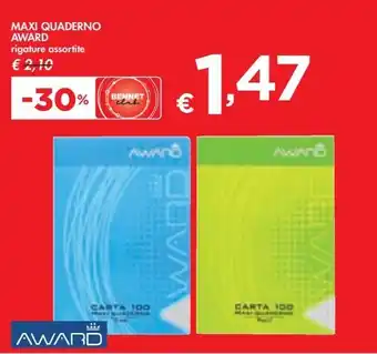 Bennet MAXI QUADERNO AWARD rigature assortite offerta