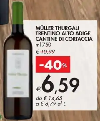 Bennet MÜLLER THURGAU TRENTINO ALTO ADIGE CANTINE DI CORTACCIA ml 750 offerta