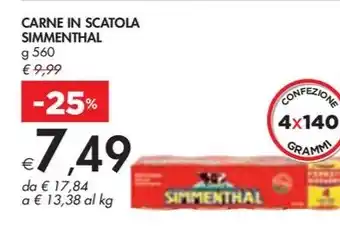 Bennet CARNE IN SCATOLA SIMMENTHAL offerta