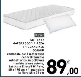 Spazio Conad SET EASY MATERASSO 1 PIAZZA + 1 GUANCIALE DORMIR offerta