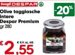 Despar Olive taggiasche intere Despar Premium gr 280 offerta