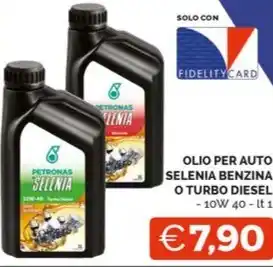 Mercatò OLIO PER AUTO SELENIA BENZINA O TURBO DIESEL offerta