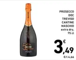 Spazio Conad PROSECCO DOC TREVISO CANTINE MASCHIO extra dry, 75 cl offerta