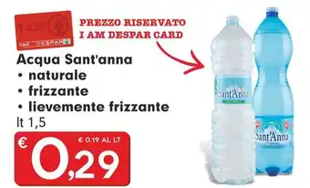 Acqua Sant'anna naturale, frizzante, lievemente frizzante