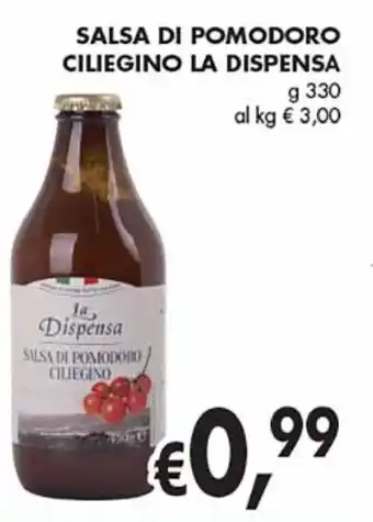 D'Italy SALSA DI POMODORO CILIEGINO LA DISPENSA g 330 offerta