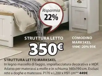 JYSK STRUTTURA LETTO MARKSKEL offerta