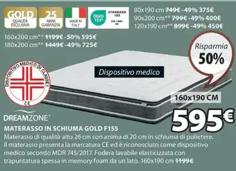 JYSK DREAMZONE MATERASSO IN SCHIUMA GOLD F155 offerta