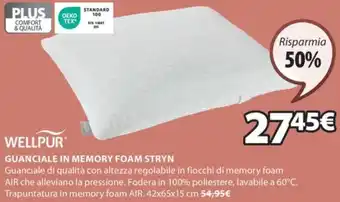 JYSK WELLPUR GUANCIALE IN MEMORY FOAM STRYN offerta
