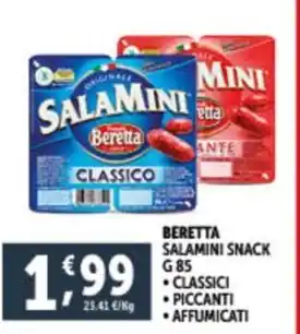 Deco Supermercati BERETTA SALAMINI SNACK G 85 offerta
