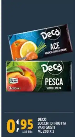 Deco Supermercati DECO SUCCHI DI FRUTTA VARI GUSTI offerta