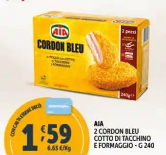 Deco Supermercati AIA 2 CORDON BLEU COTTO DI TACCHINO E FORMAGGIO-G 240 offerta