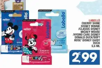 LABELLO CHERRY SHINE DISNEY MINNIE /CLASSIC DISNEY MICKEY MOUSE /HYDRO CARE DISNEY DONALD DUCK/SOFT ROSE' DISNEY DAISY