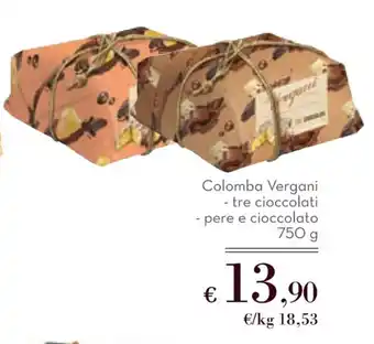 Sapori & Dintorni Conad Colomba Vergani - tre cioccolati - pere e cioccolato 750 g offerta