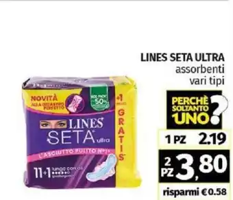 Pam LINES SETA ULTRA assorbenti vari tipi offerta