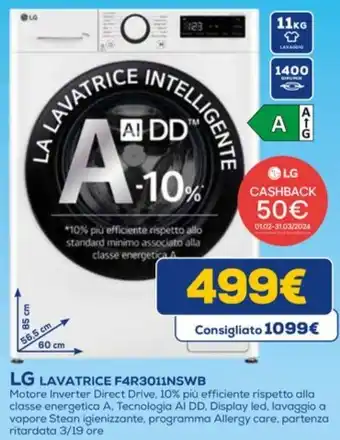 Euronics LG LAVATRICE F4R3011NSWB offerta