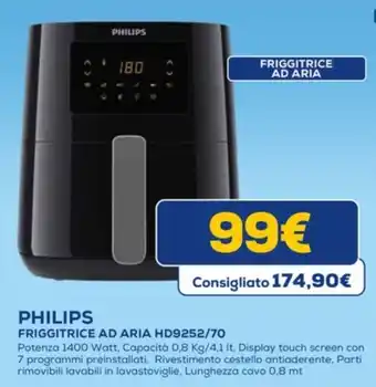 Euronics PHILIPS FRIGGITRICE AD ARIA HD9252/70 offerta