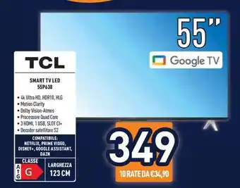 Unieuro TCL SMART TV LED 55P638 offerta