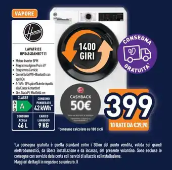 Unieuro Hoover LAVATRICE HPS494DAMB7111 offerta