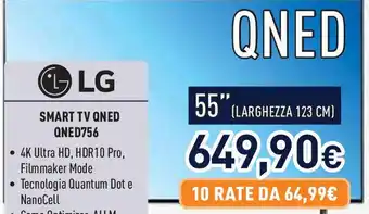 Unieuro LG SMART TV QNED QNED756 offerta