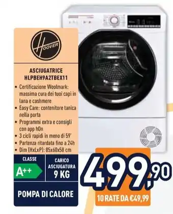 Unieuro Hoover ASCIUGATRICE HLPBEH9A2TBEX11 offerta