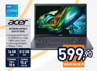 Unieuro acer NOTEBOOK ASPIRE 5 offerta