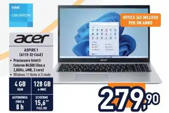 Unieuro acer ASPIRE 1 (A115-32-C64E) offerta