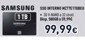 Unieuro SAMSUNG SSD INTERNO MZ77E1TOBEU offerta