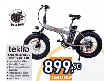 Unieuro teklio E-BIKE FAT A PEDALATA ASSISTITA TEKLIO TF1 offerta