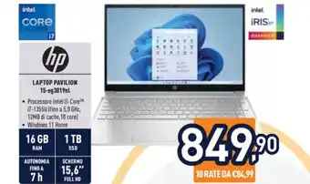 Unieuro hp LAPTOP PAVILION 15-eg3019nl offerta