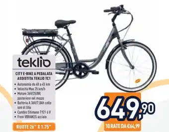 Unieuro teklio CITY E-BIKE A PEDALATA ASSISTITA TEKLIO TC1 offerta
