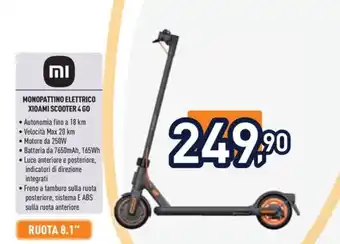 Unieuro MONOPATTINO ELETTRICO XIOAMI SCOOTER 4 GO offerta