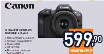 Unieuro Canon FOTOCAMERA MIRRORLESS EOS R100 RF-S 18-45MM offerta