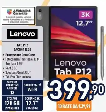 Unieuro Lenovo TAB P12 ZACHO112SE offerta