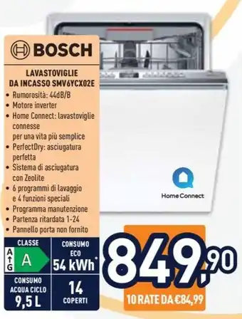 Unieuro BOSCH LAVASTOVIGLIE DA INCASSO SMV6YCX02E offerta